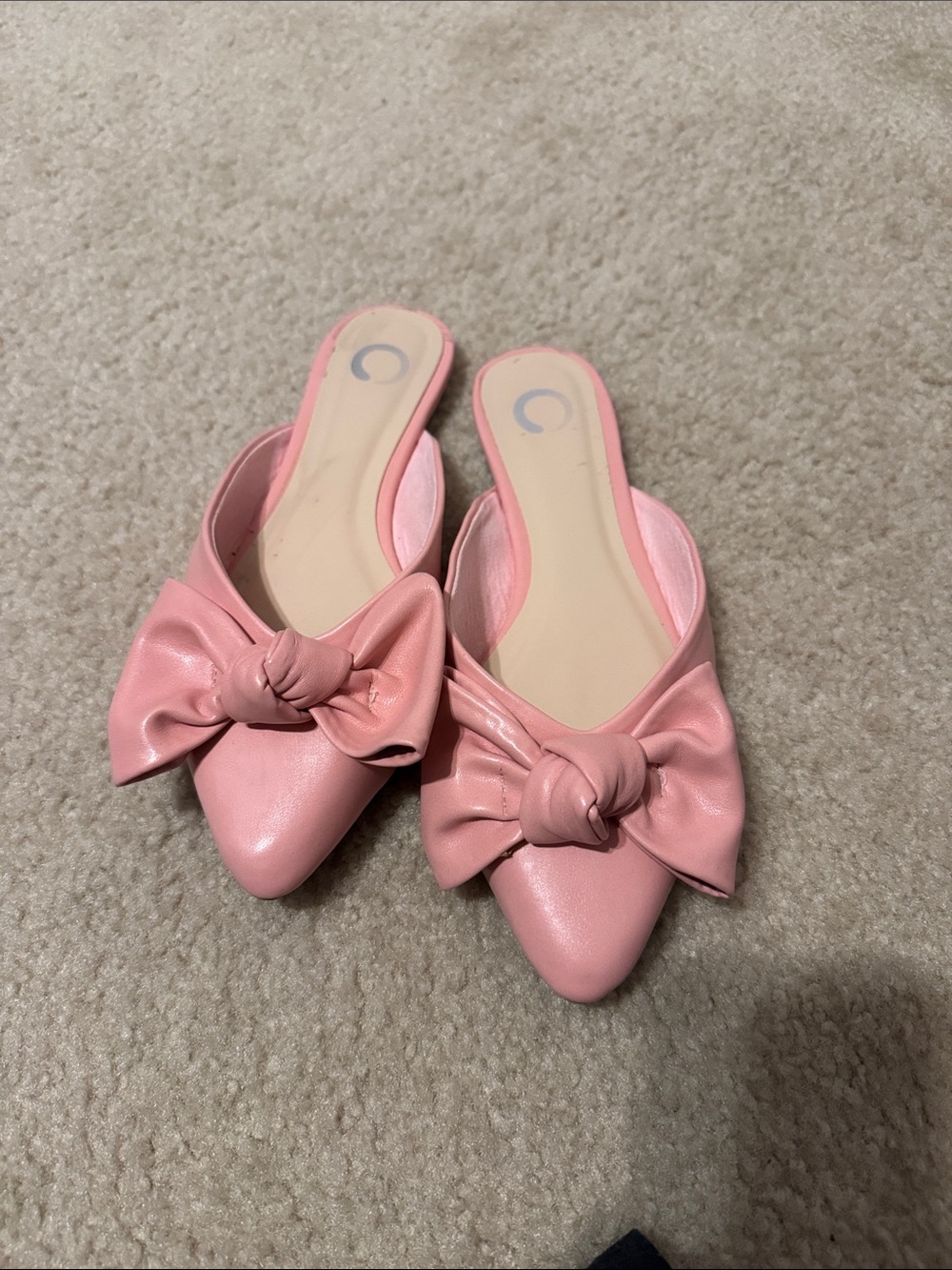 Corkys Pink Knot-Bow Pointed Slip-On Mules